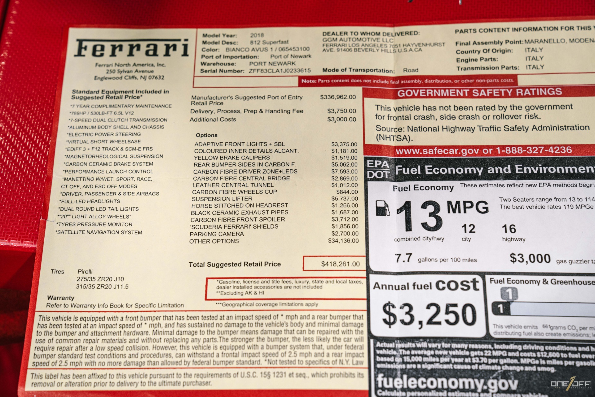 Used 2018 Ferrari 812 Superfast w/ HUGE $418K MSRP, HRE Wheels 